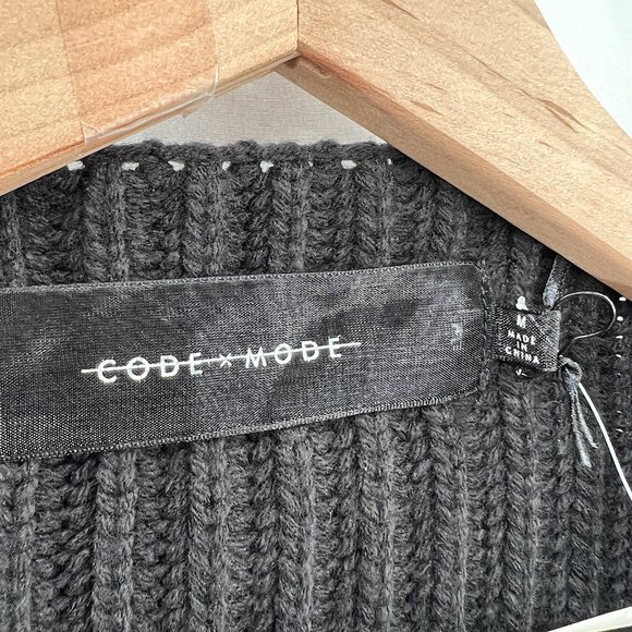 NEW code x Mode black ribbed open front cardigan sweater oversized crop cozy M - Picture 3 of 11